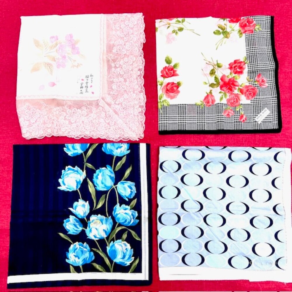 BUNDLE 4:  CELINE P-HANAE M-RENOMA-JP  MiniScarf/Handker Cotton/Silk 25" 21"(86